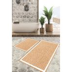Viyana Home Dijital Baskılı Kaymaz Tabanlı Yıkanabilir 2'li Set Banya Halısı Klozet Takımı Paspas VHKZ-SD-346 - Krem