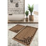 Viyana Home Dijital Baskılı Kaymaz Tabanlı Yıkanabilir 2'li Set Banya Halısı Klozet Takımı Paspas VHKZ-SD-357 - Siyah