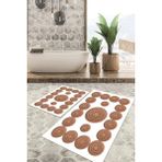Viyana Home Dijital Baskılı Kaymaz Tabanlı Yıkanabilir 2'li Set Banya Halısı Klozet Takımı Paspas VHKZ-SD-373 - Beyaz
