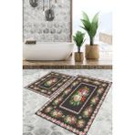 Viyana Home Dijital Baskılı Kaymaz Tabanlı Yıkanabilir 2'li Set Banya Halısı Klozet Takımı Paspas VHKZ-SD-402 - Renkli