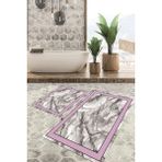 Viyana Home Dijital Baskılı Kaymaz Tabanlı Yıkanabilir 2'li Set Banya Halısı Klozet Takımı Paspas VHKZ-SD-426 - Renkli - 1056