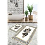 Viyana Home Dijital Baskılı Kaymaz Tabanlı Yıkanabilir 2'li Set Banya Halısı Klozet Takımı Paspas VHKZ-SD-439 - Renkli - 1208