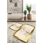 Viyana Home Dijital Baskılı Kaymaz Tabanlı Yıkanabilir 2'li Set Banya Halısı Klozet Takımı Paspas VHKZ-SD-493 - Gold