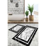 Viyana Home Dijital Baskılı Kaymaz Tabanlı Yıkanabilir 2'li Set Banya Halısı Klozet Takımı Paspas VHKZ-SD-501 - Renkli - 1133