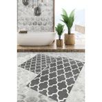 Viyana Home Dijital Baskılı Kaymaz Tabanlı Yıkanabilir 2'li Set Banya Halısı Klozet Takımı Paspas VHKZ-SD-514 - Gri