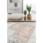 Viyana Home Dijital Baskılı Kaymaz Tabanlı Yıkanabilir 2'li Set Banya Halısı Klozet Takımı Paspas VHKZ-SD-532 - Krem