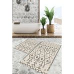Viyana Home Dijital Baskılı Kaymaz Tabanlı Yıkanabilir 2'li Set Banya Halısı Klozet Takımı Paspas VHKZ-SD-555 - Krem