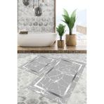 Viyana Home Dijital Baskılı Kaymaz Tabanlı Yıkanabilir 2'li Set Banya Halısı Klozet Takımı Paspas VHKZ-SD-576 - Gri