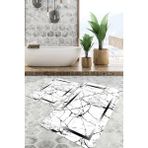 Viyana Home Dijital Baskılı Kaymaz Tabanlı Yıkanabilir 2'li Set Banya Halısı Klozet Takımı Paspas VHKZ-SD-582 - Beyaz