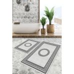 Viyana Home Dijital Baskılı Kaymaz Tabanlı Yıkanabilir 2'li Set Banya Halısı Klozet Takımı Paspas VHKZ-SD-584 - Beyaz