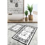 Viyana Home Dijital Baskılı Kaymaz Tabanlı Yıkanabilir 2'li Set Banya Halısı Klozet Takımı Paspas VHKZ-SD-591 - Beyaz - 103