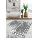 Viyana Home Dijital Baskılı Kaymaz Tabanlı Yıkanabilir 2'li Set Banya Halısı Klozet Takımı Paspas VHKZ-SD-598 - Gri - 104
