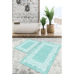 Viyana Home Dijital Baskılı Kaymaz Tabanlı Yıkanabilir 2'li Set Banya Halısı Klozet Takımı Paspas VHKZ-SD-608 - Turkuaz - 84