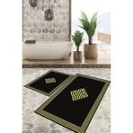 Viyana Home Dijital Baskılı Kaymaz Tabanlı Yıkanabilir 2'li Set Banya Halısı Klozet Takımı Paspas VHKZ-SD-617 - Gold - 85