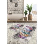 Viyana Home Dijital Baskılı Kaymaz Tabanlı Yıkanabilir 2'li Set Banya Halısı Klozet Takımı Paspas Vhkz-Sd-7 - Renkli - 1230