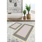 Viyana Home Dijital Baskılı Kaymaz Tabanlı Yıkanabilir 2'li Set Banya Halısı Klozet Takımı Paspas VHKZ-SD-758 - Renkli - 25