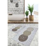 Viyana Home Dijital Baskılı Kaymaz Tabanlı Yıkanabilir 2'li Set Banya Halısı Klozet Takımı Paspas VHKZ-SD-783 - Gri