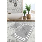 Viyana Home Dijital Baskılı Kaymaz Tabanlı Yıkanabilir 2'li Set Banya Halısı Klozet Takımı Paspas VHKZ-SD-789 - Renkli - 26