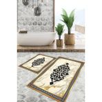 Viyana Home Dijital Baskılı Kaymaz Tabanlı Yıkanabilir 2'li Set Banya Halısı Klozet Takımı Paspas VHKZ-SD-799 - Gold - 105