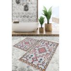 Viyana Home Dijital Baskılı Kaymaz Tabanlı Yıkanabilir 2'li Set Banya Halısı Klozet Takımı Paspas VHKZ-SD-805 - Renkli - 22