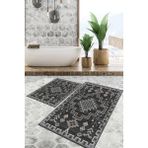 Viyana Home Dijital Baskılı Kaymaz Tabanlı Yıkanabilir 2'li Set Banya Halısı Klozet Takımı Paspas VHKZ-SD-806 - Vizon