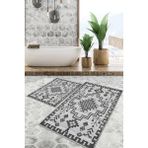 Viyana Home Dijital Baskılı Kaymaz Tabanlı Yıkanabilir 2'li Set Banya Halısı Klozet Takımı Paspas VHKZ-SD-807 - Gri - 111