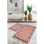 Viyana Home Dijital Baskılı Kaymaz Tabanlı Yıkanabilir 2'li Set Banya Halısı Klozet Takımı Paspas VHKZ-SD-811 - Kırmızı
