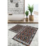 Viyana Home Dijital Baskılı Kaymaz Tabanlı Yıkanabilir 2'li Set Banya Halısı Klozet Takımı Paspas VHKZ-SD-812 - Kahverengi