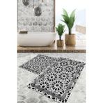 Viyana Home Dijital Baskılı Kaymaz Tabanlı Yıkanabilir 2'li Set Banya Halısı Klozet Takımı Paspas VHKZ-SD-814 - Gri