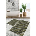 Viyana Home Dijital Baskılı Kaymaz Tabanlı Yıkanabilir 2'li Set Banya Halısı Klozet Takımı Paspas VHKZ-SD-821 - Yeşil