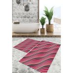 Viyana Home Dijital Baskılı Kaymaz Tabanlı Yıkanabilir 2'li Set Banya Halısı Klozet Takımı Paspas VHKZ-SD-823 - Kırmızı