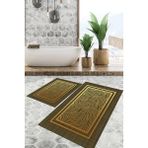 Viyana Home Dijital Baskılı Kaymaz Tabanlı Yıkanabilir 2'li Set Banya Halısı Klozet Takımı Paspas VHKZ-SD-834 - Gold
