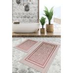 Viyana Home Dijital Baskılı Kaymaz Tabanlı Yıkanabilir 2'li Set Banya Halısı Klozet Takımı Paspas VHKZ-SD-835 - Pembe