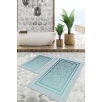 Viyana Home Dijital Baskılı Kaymaz Tabanlı Yıkanabilir 2'li Set Banya Halısı Klozet Takımı Paspas VHKZ-SD-836 - Turkuaz