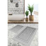 Viyana Home Dijital Baskılı Kaymaz Tabanlı Yıkanabilir 2'li Set Banya Halısı Klozet Takımı Paspas VHKZ-SD-839 - Gri
