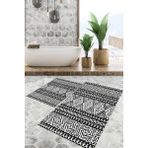 Viyana Home Dijital Baskılı Kaymaz Tabanlı Yıkanabilir 2'li Set Banya Halısı Klozet Takımı Paspas VHKZ-SD-843 - Beyaz