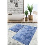 Viyana Home Dijital Baskılı Kaymaz Tabanlı Yıkanabilir 2'li Set Banya Halısı Klozet Takımı Paspas VHKZ-SD-847 - Mavi - 120