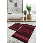 Viyana Home Dijital Baskılı Kaymaz Tabanlı Yıkanabilir 2'li Set Banya Halısı Klozet Takımı Paspas VHKZ-SD-852 - Bordo