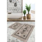 Viyana Home Dijital Baskılı Kaymaz Tabanlı Yıkanabilir 2'li Set Banya Halısı Klozet Takımı Paspas VHKZ-SD-858 - Renkli - 28