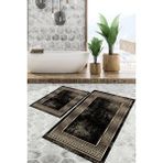 Viyana Home Dijital Baskılı Kaymaz Tabanlı Yıkanabilir 2'li Set Banya Halısı Klozet Takımı Paspas VHKZ-SD-869 - Gold