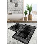 Viyana Home Dijital Baskılı Kaymaz Tabanlı Yıkanabilir 2'li Set Banya Halısı Klozet Takımı Paspas VHKZ-SD-870 - Gri