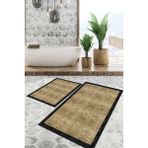 Viyana Home Dijital Baskılı Kaymaz Tabanlı Yıkanabilir 2'li Set Banya Halısı Klozet Takımı Paspas VHKZ-SD-871 - Siyah
