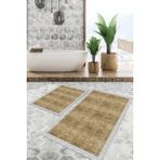 Viyana Home Dijital Baskılı Kaymaz Tabanlı Yıkanabilir 2'li Set Banya Halısı Klozet Takımı Paspas VHKZ-SD-872 - Gri