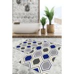 Viyana Home Dijital Baskılı Kaymaz Tabanlı Yıkanabilir 2'li Set Banya Halısı Klozet Takımı Paspas VHKZ-SD-881 - Gri