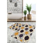 Viyana Home Dijital Baskılı Kaymaz Tabanlı Yıkanabilir 2'li Set Banya Halısı Klozet Takımı Paspas VHKZ-SD-882 - Turuncu