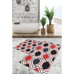 Viyana Home Dijital Baskılı Kaymaz Tabanlı Yıkanabilir 2'li Set Banya Halısı Klozet Takımı Paspas VHKZ-SD-883 - Kırmızı