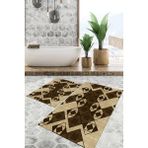 Viyana Home Dijital Baskılı Kaymaz Tabanlı Yıkanabilir 2'li Set Banya Halısı Klozet Takımı Paspas VHKZ-SD-889 - Kahverengi - 101