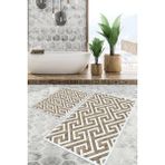 Viyana Home Dijital Baskılı Kaymaz Tabanlı Yıkanabilir 2'li Set Banya Halısı Klozet Takımı Paspas VHKZ-SD-897 - Kahverengi