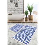 Viyana Home Dijital Baskılı Kaymaz Tabanlı Yıkanabilir 2'li Set Banya Halısı Klozet Takımı Paspas VHKZ-SD-902 - Mavi