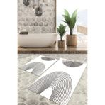 Viyana Home Dijital Baskılı Kaymaz Tabanlı Yıkanabilir 2'li Set Banya Halısı Klozet Takımı Paspas VHKZ-SD-903 - Vizon